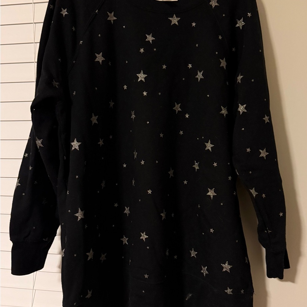 Women’s Style & Co Black Silver Star Patterned Sweatshirt size 0X